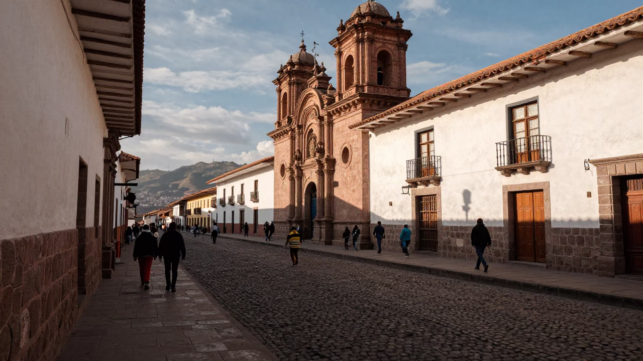 Street Scene at Late Afternoon Light in Cusco in in Cusco, Peru
