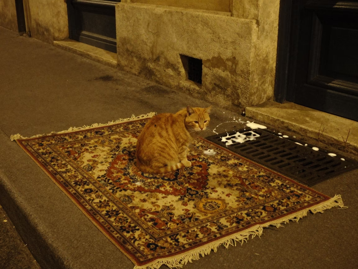 Street Scene at Late At Night Light in Lyon in in Lyon, France