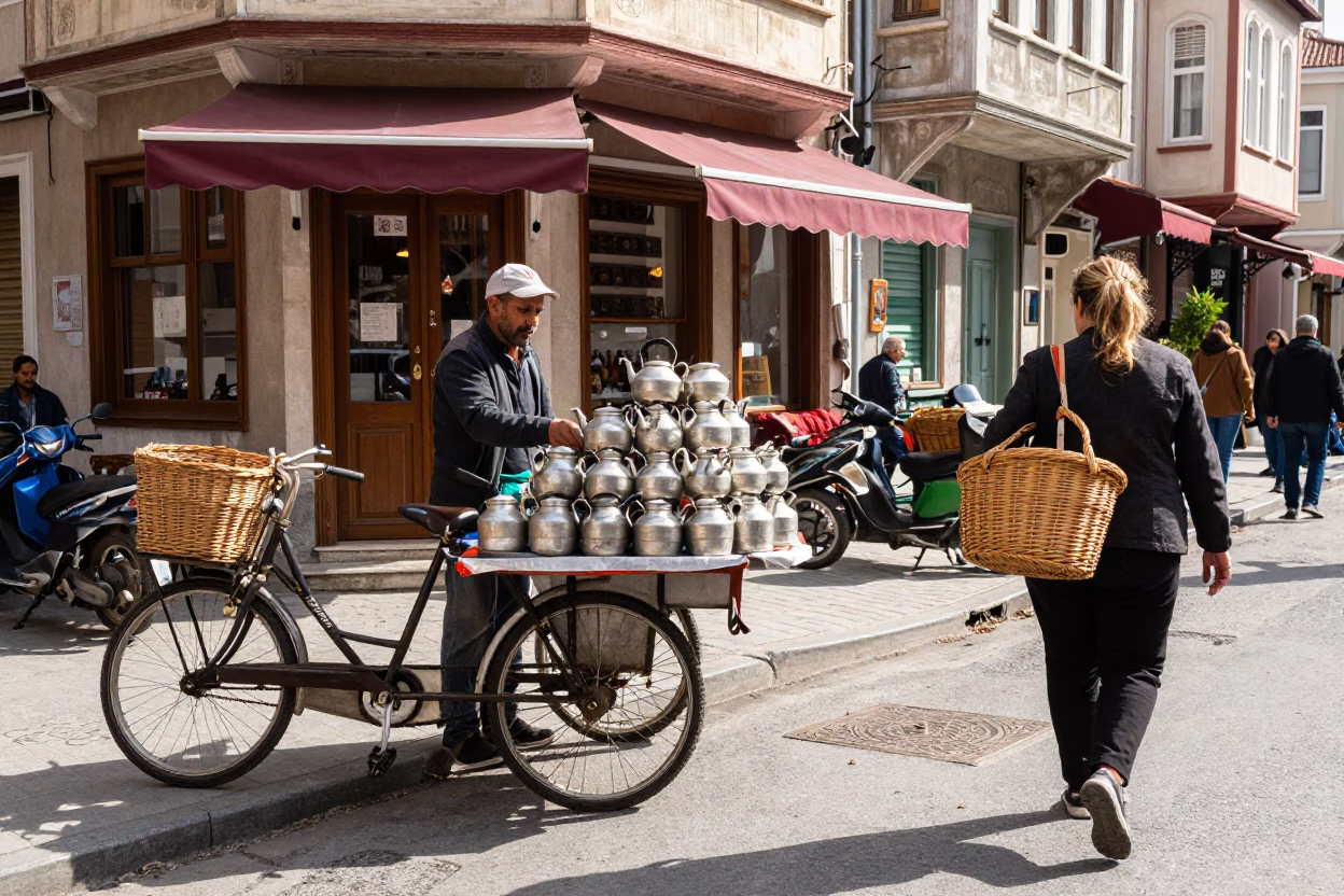 Street Scene at Late Morning Light in Istanbul in in Istanbul, Turkey