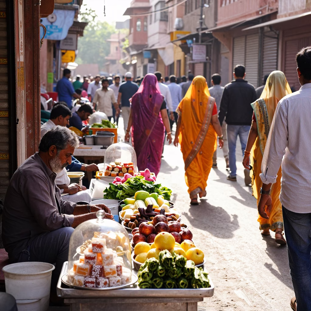Street Scene at Late Morning Light in Jaipur in in Jaipur, India