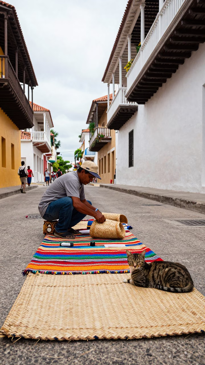 Street Scene at Midday Light in Cartagena in in Cartagena, Colombia