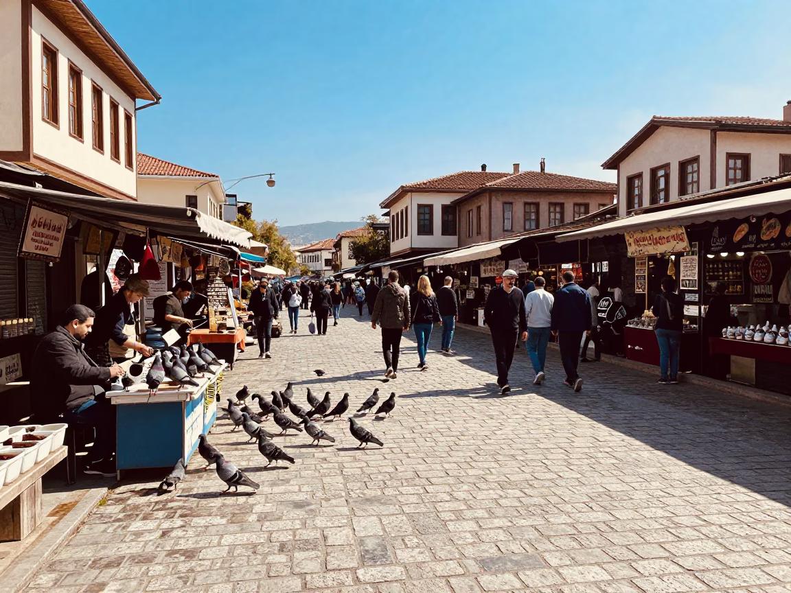 Street Scene at Midday Light in Izmir in in Izmir, Turkey