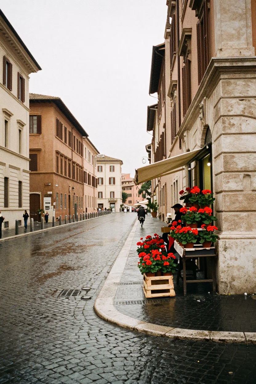 Street Scene at Midday Light in Rome in in Rome, Italy