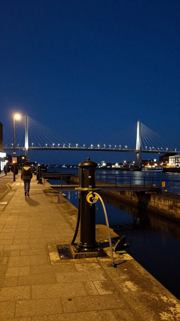 Street Scene at Midnight Light in Liverpool in in Liverpool, United Kingdom