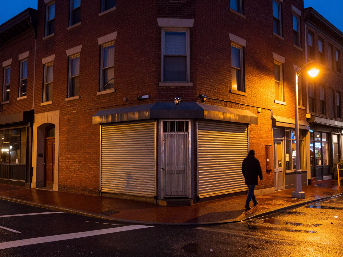 Street Scene at Midnight Light in Philadelphia in in Philadelphia, Pennsylvania, United States
