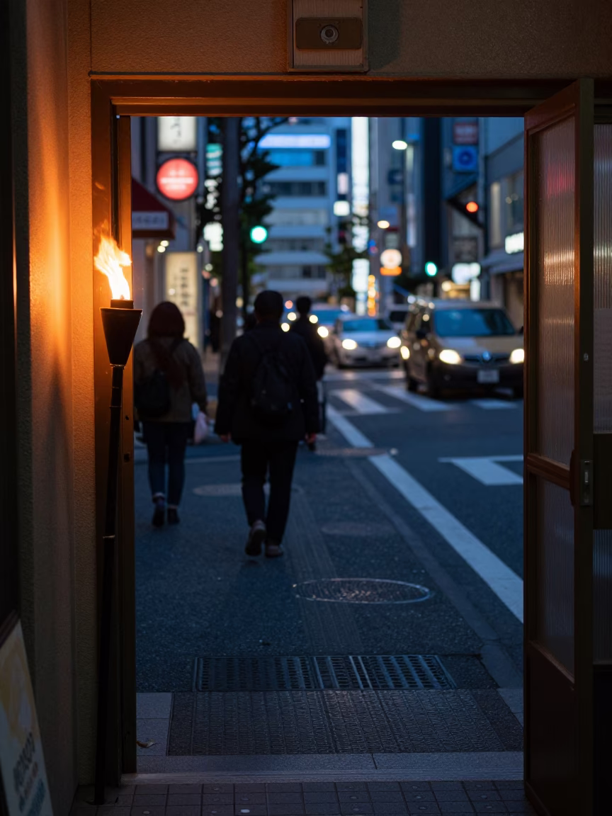 Street Scene at Midnight Light in Tokyo in in Tokyo, Japan