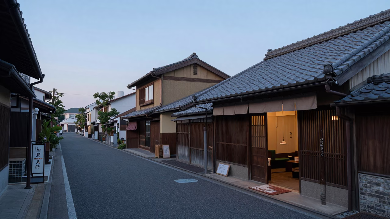 Street Scene at Nautical Dawn Light in Osaka in in Osaka, Japan
