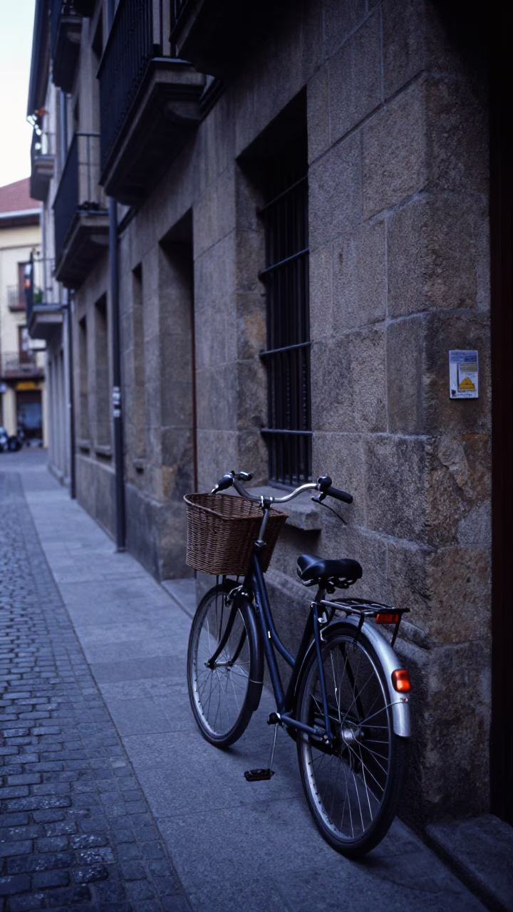 Street Scene at Sunrise Light in Bilbao in in Bilbao, Spain