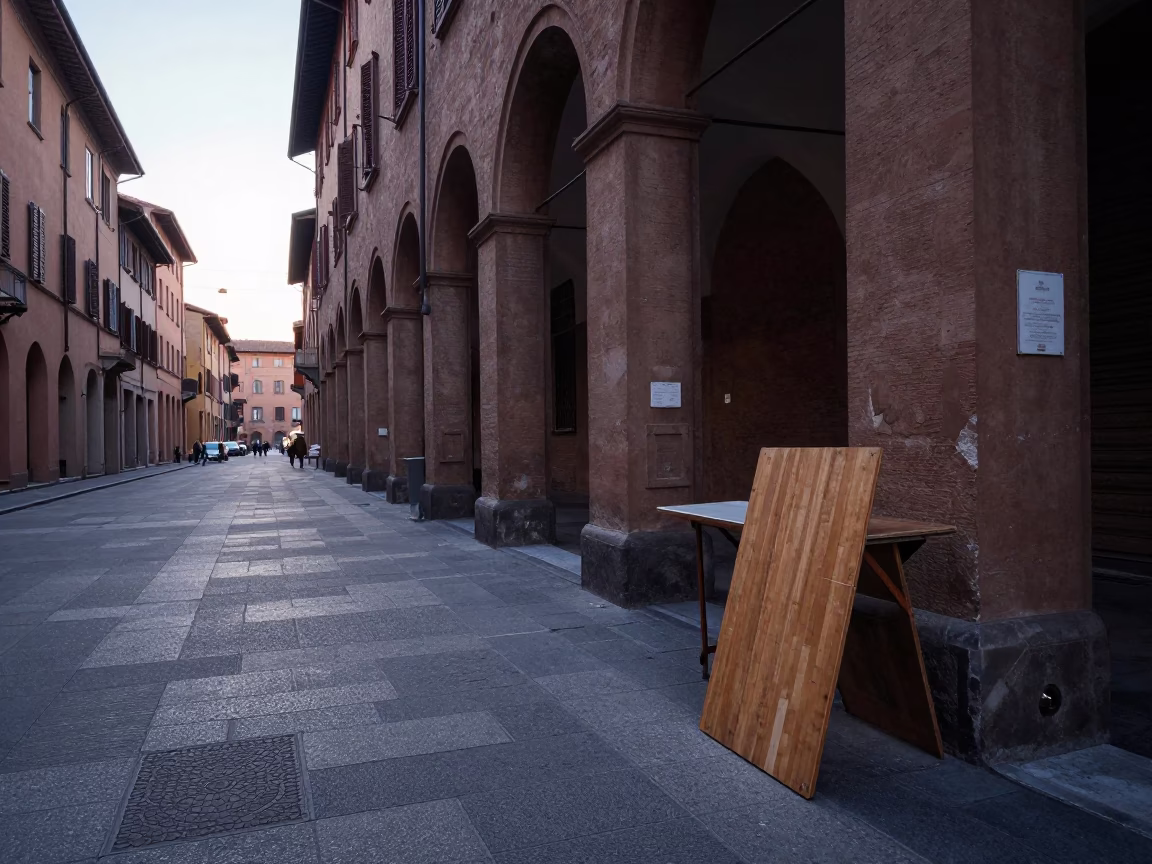 Street Scene at Sunrise Light in Bologna in in Bologna, Italy