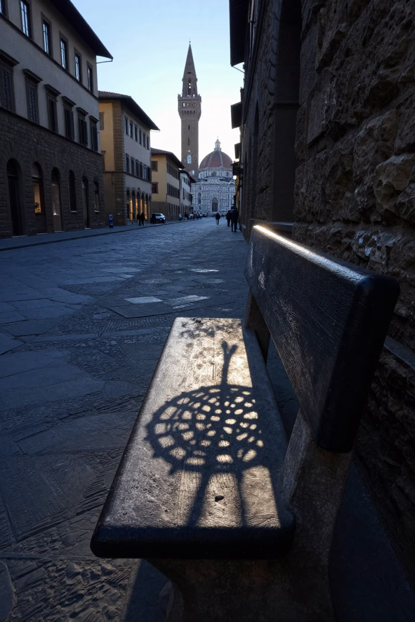 Street Scene at Sunrise Light in Florence in in Florence, Italy