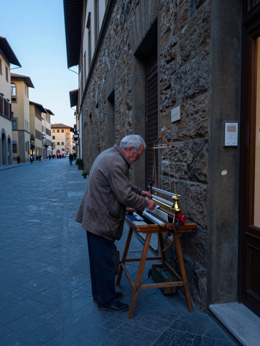 Street Scene at Sunrise Light in Florence in in Florence, Italy