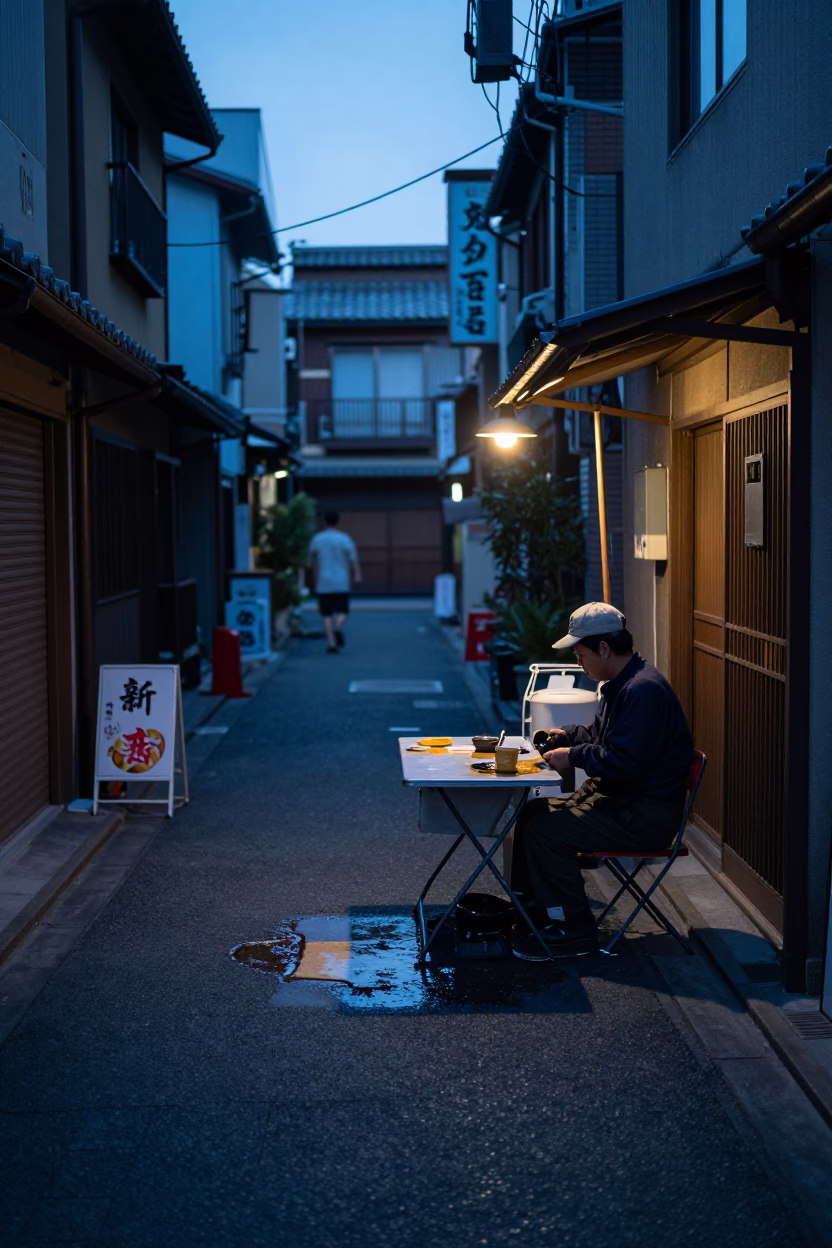 Street Scene at Sunrise Light in Osaka in in Osaka, Japan