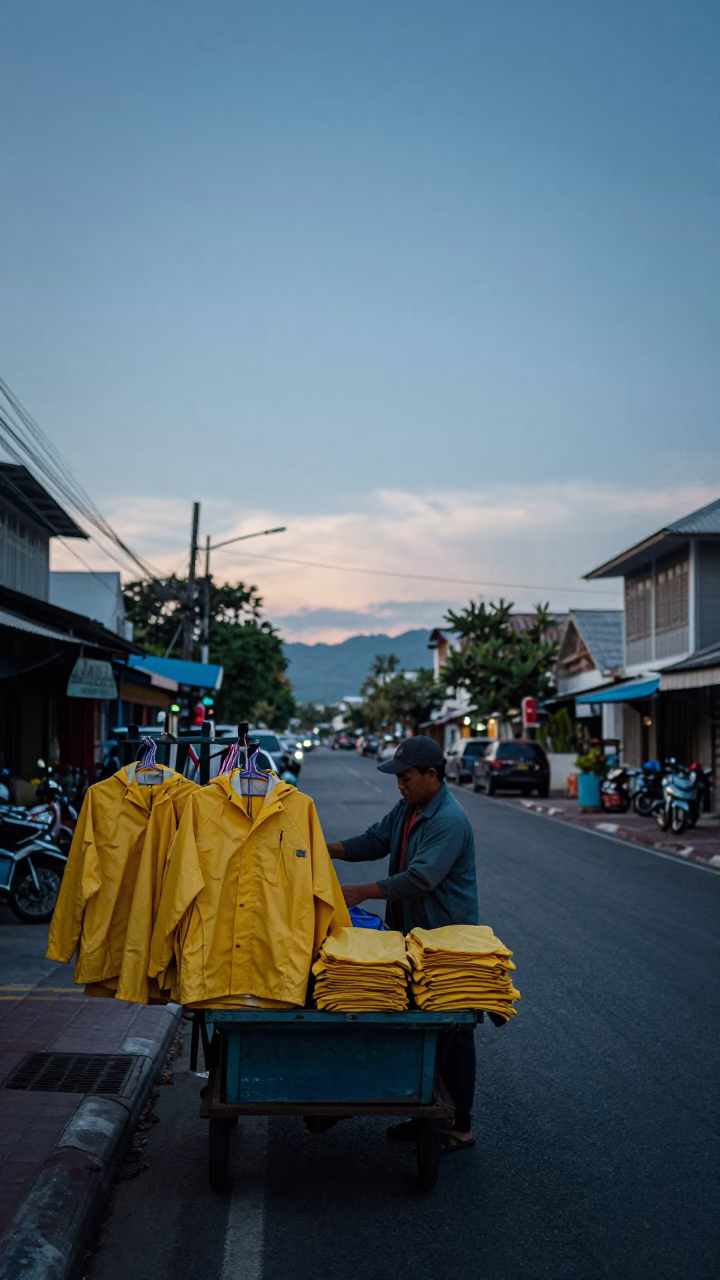 Street Scene at Sunrise Light in Phuket in in Phuket, Thailand