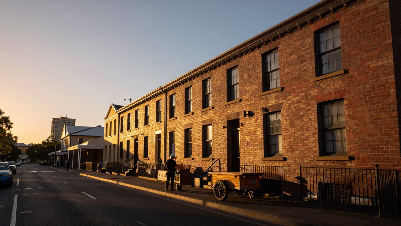Street Scene at Sunset Light in Adelaide in in Adelaide, South Australia, Australia