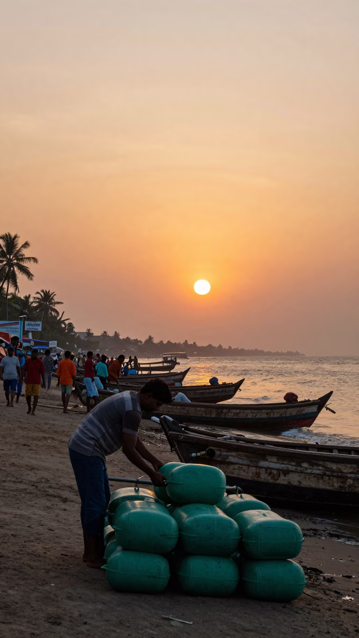 Street Scene at Sunset Light in Mumbai in in Mumbai, India