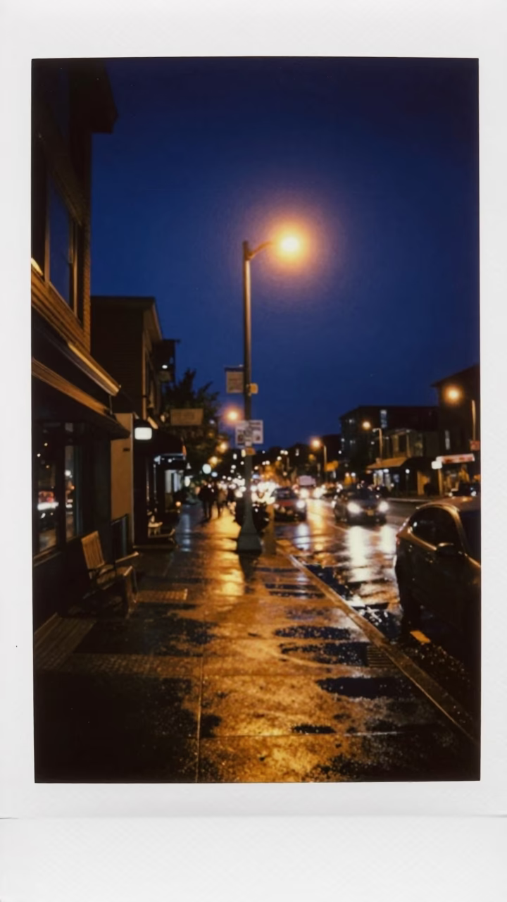 Street Scene at The Deepest Night Sky Light in Seattle in in Seattle, Washington, United States