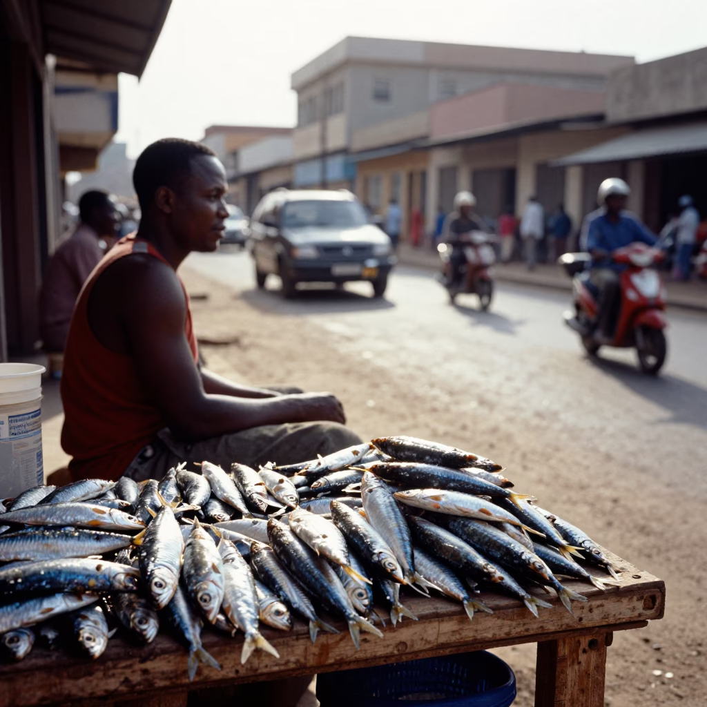 Street Scene at The Early Afternoon Light in Dakar in in Dakar, Senegal