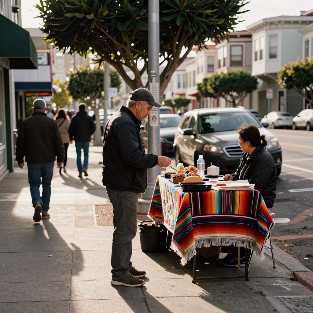 Street Scene at The Early Afternoon Light in San Francisco in in San Francisco, California, United States