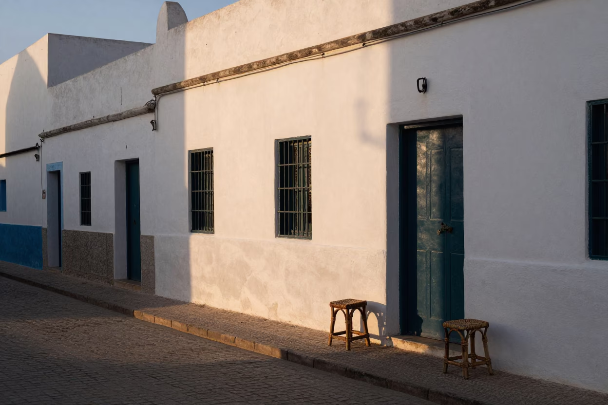 Street Scene at The Early Evening Light in Essaouira in in Essaouira, Morocco
