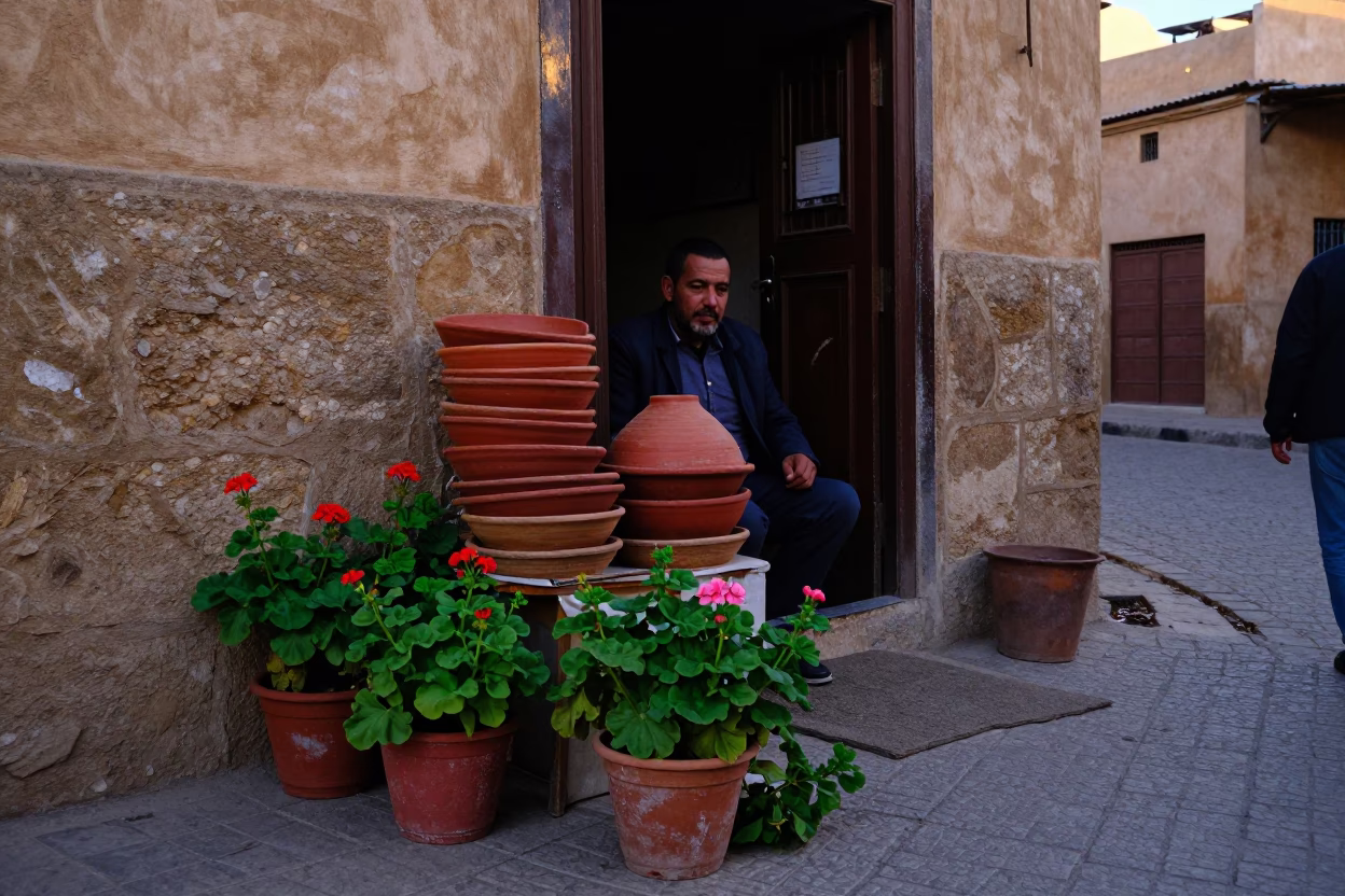 Street Scene at The Early Evening Light in Fez in in Fez, Morocco