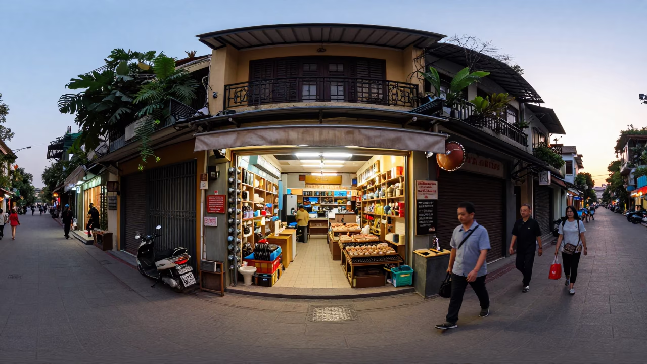 Street Scene at The Early Evening Light in Hanoi in in Hanoi, Vietnam