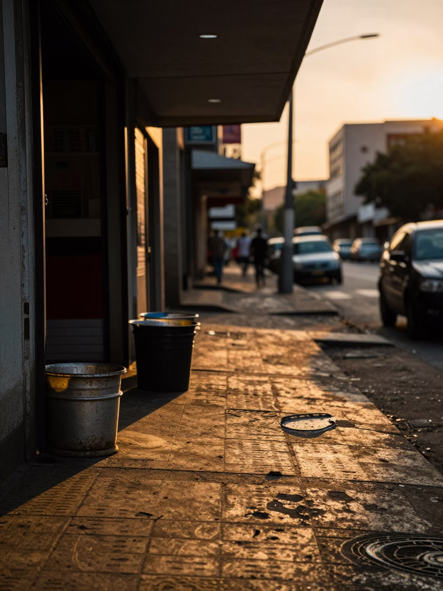 Street Scene at The Early Evening Light in Johannesburg in in Johannesburg, South Africa