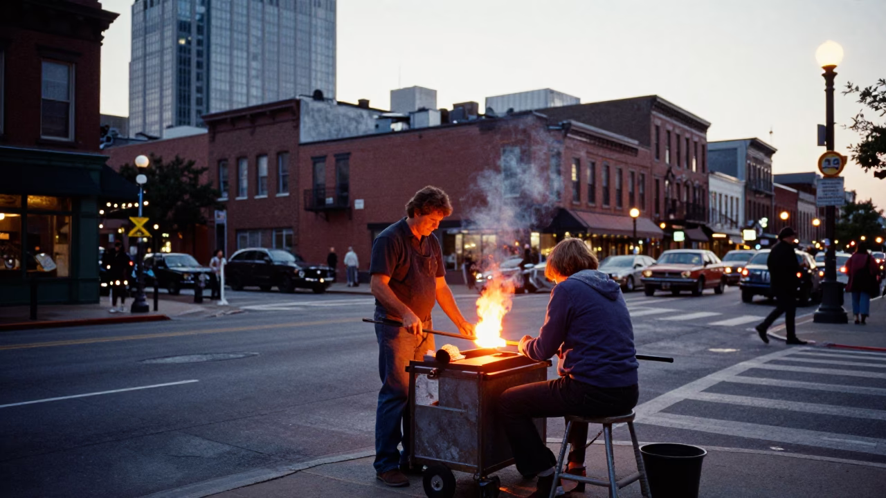 Street Scene at The Early Evening Light in Nashville in in Nashville, Tennessee, United States