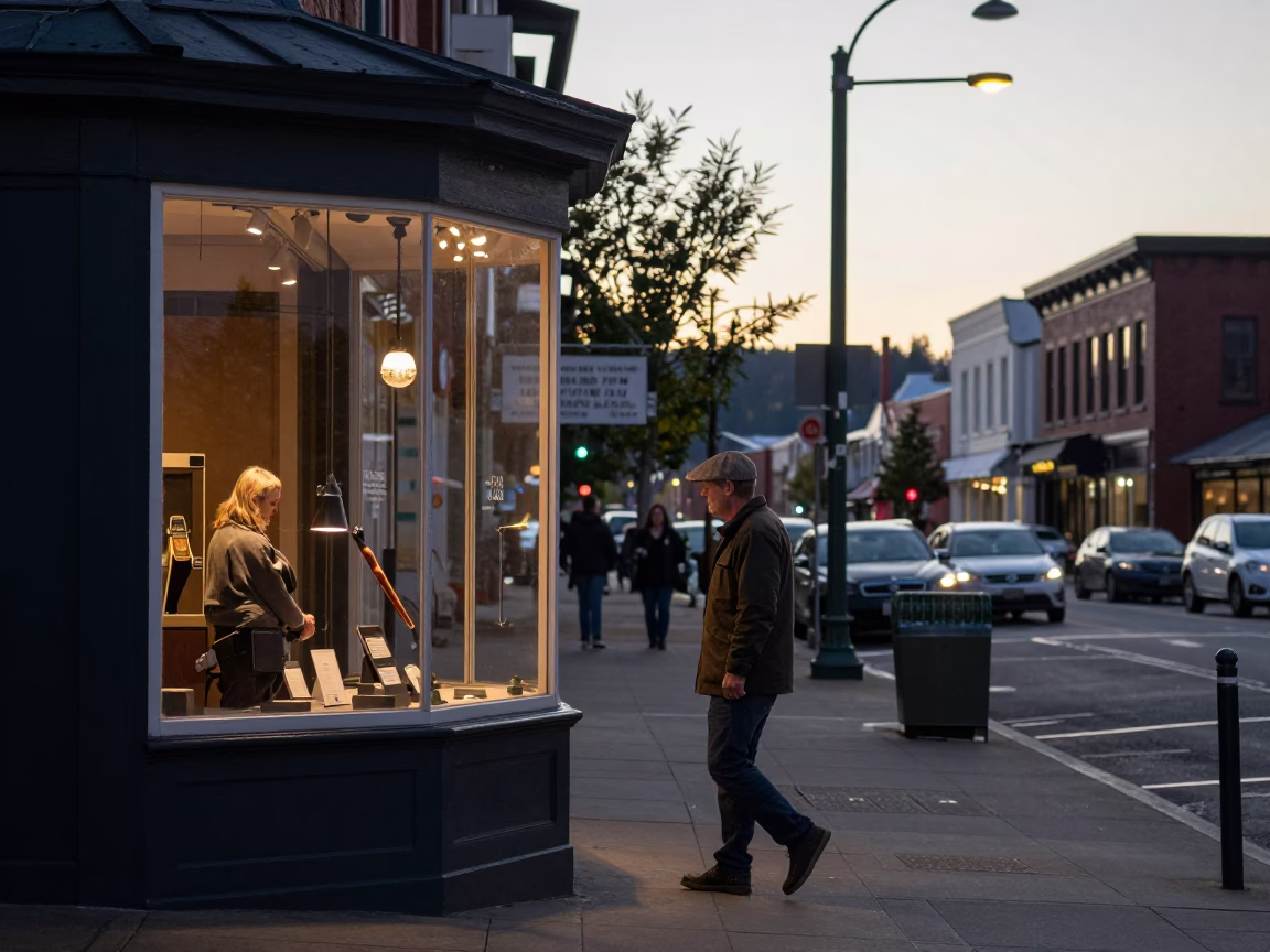 Street Scene at The Early Evening Light in Portland in in Portland, Oregon, United States