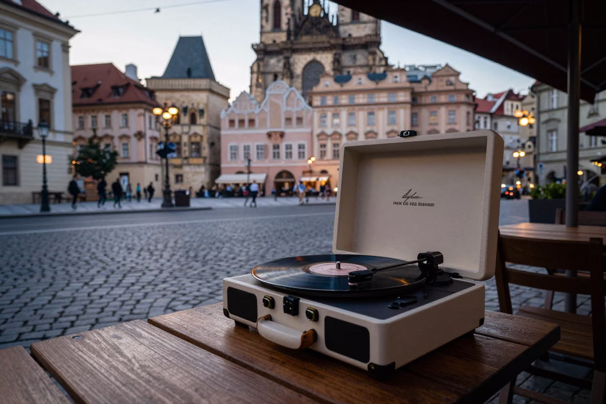 Street Scene at The Early Evening Light in Prague in in Prague, Czech Republic