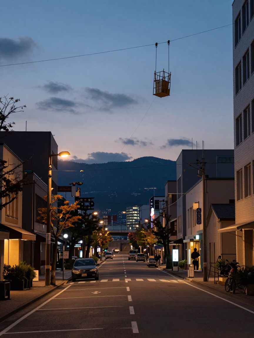 Street Scene at The Early Evening Light in Sapporo in in Sapporo, Japan