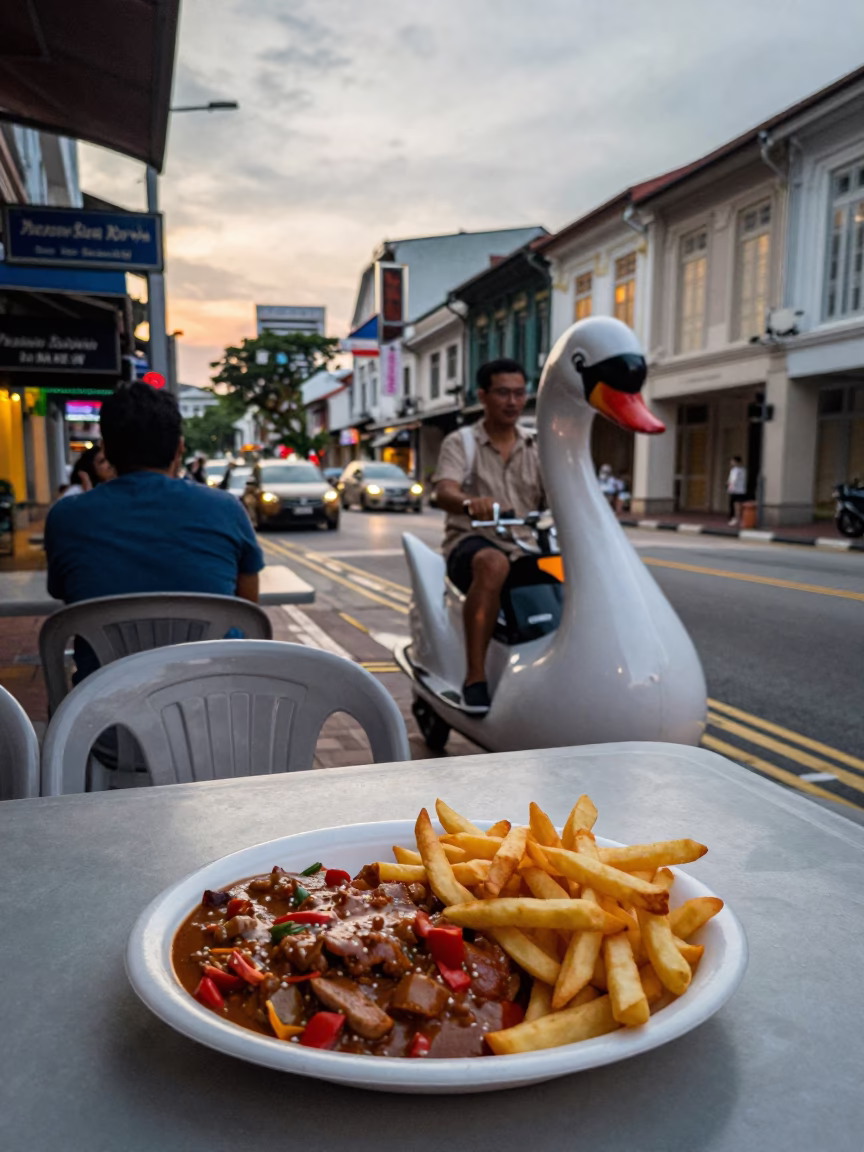 Street Scene at The Early Evening Light in Singapore in in Singapore, Singapore