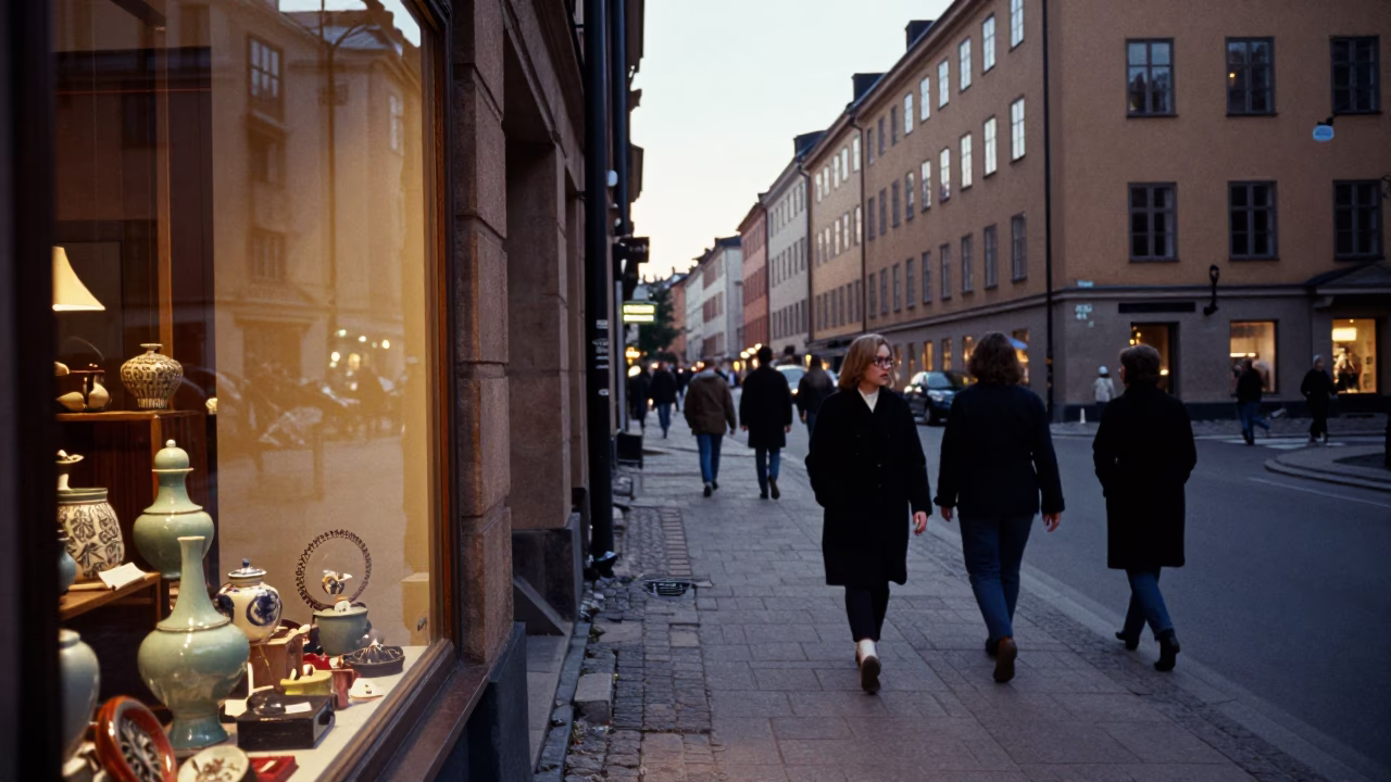 Street Scene at The Early Evening Light in Stockholm in in Stockholm, Sweden