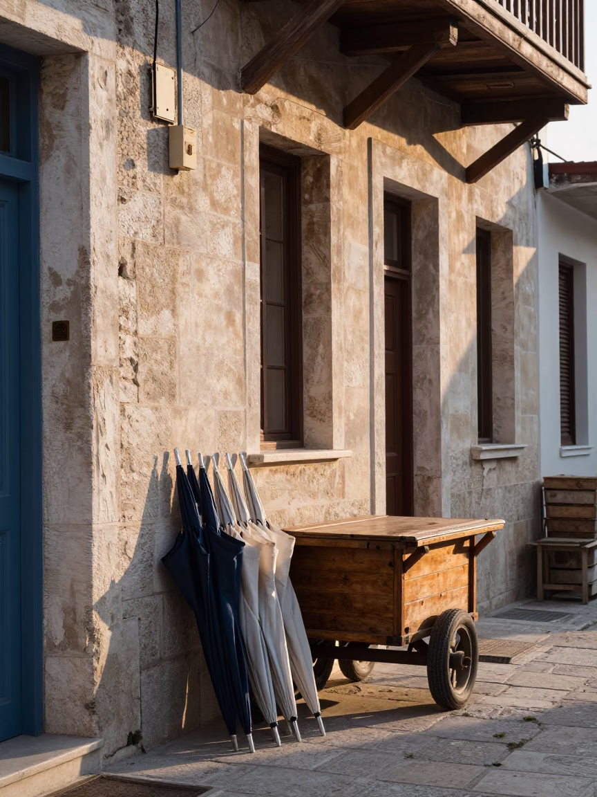 Street Scene at The Early Morning Light in Athens in in Athens, Greece