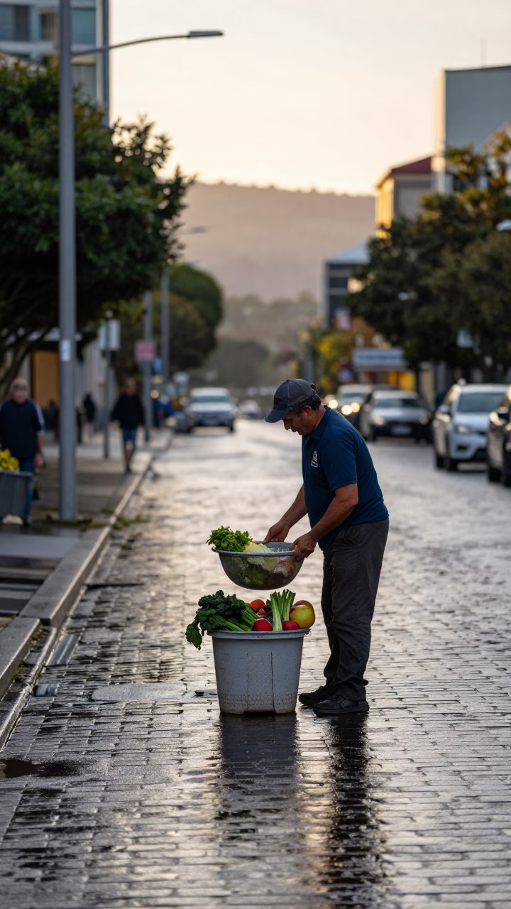 Street Scene at The Early Morning Light in Hobart in in Hobart, Tasmania, Australia