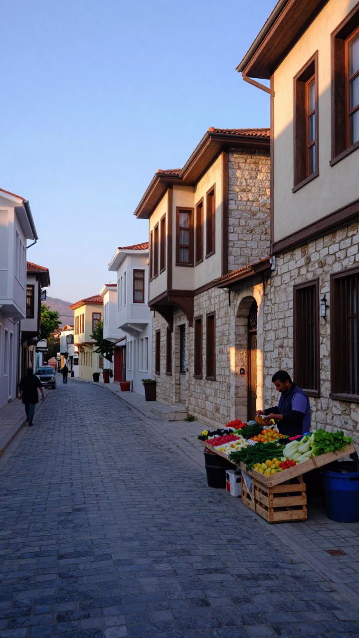 Street Scene at The Early Morning Light in Izmir in in Izmir, Turkey