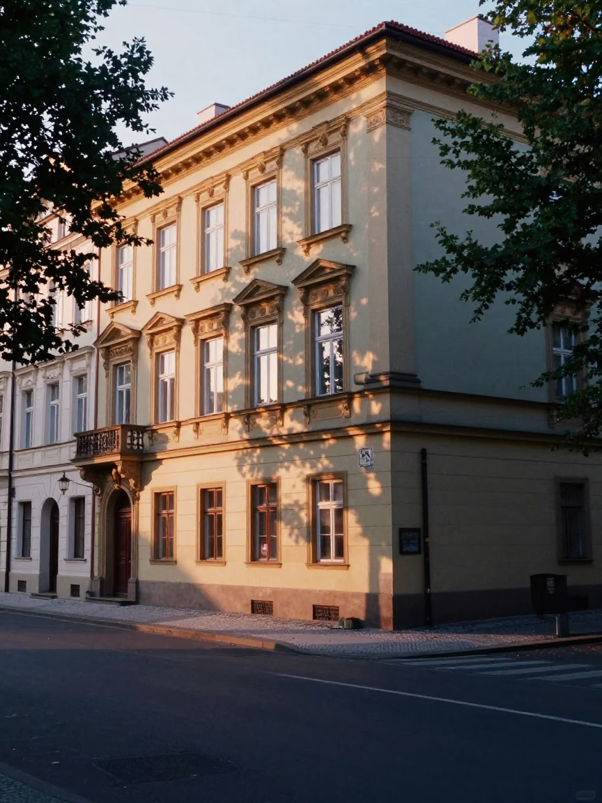 Street Scene at The Early Morning Light in Prague in in Prague, Czech Republic