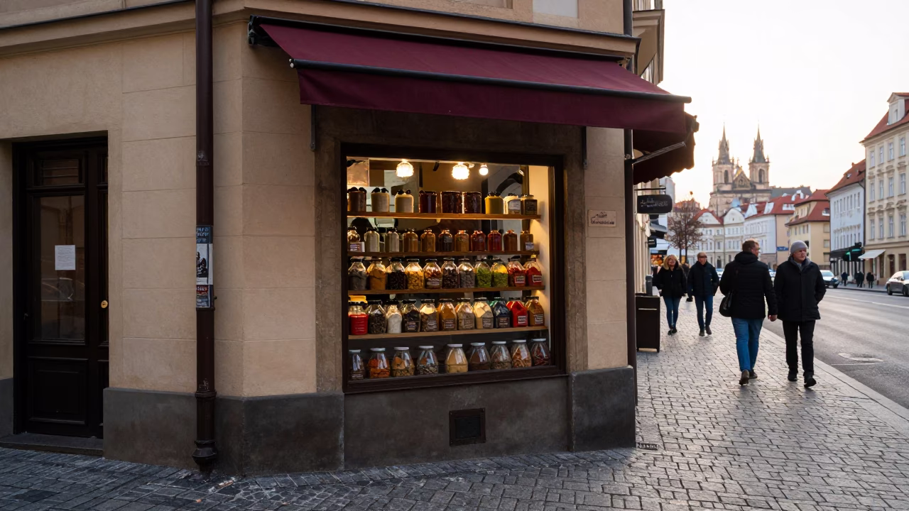 Street Scene at The Early Morning Light in Prague in in Prague, Czech Republic