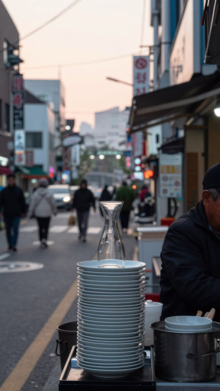 Street Scene at The Early Morning Light in Seoul in in Seoul, South Korea