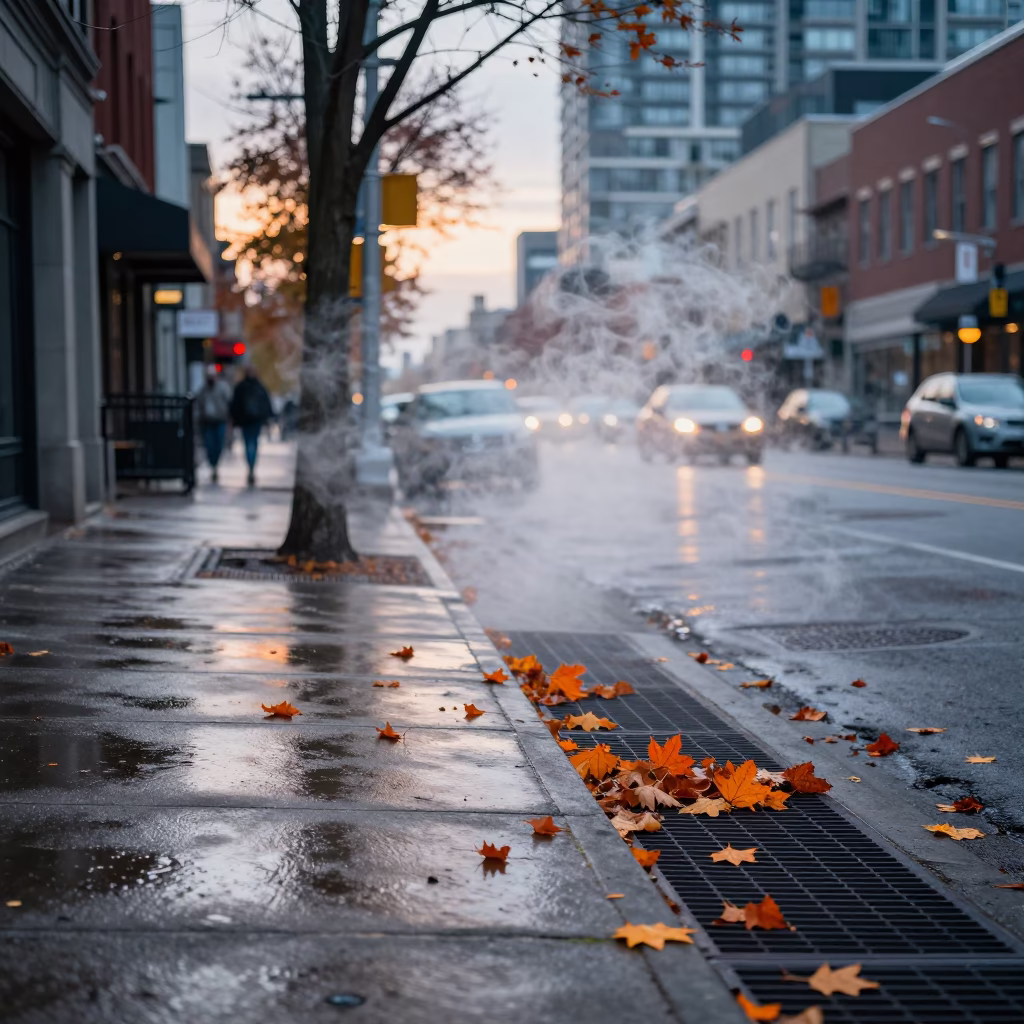 Street Scene at The Early Morning Light in Toronto in in Toronto, Ontario, Canada