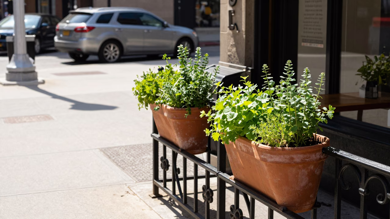 Street Scene at The Flat Glare Of Noon Light in Chicago in in Chicago, Illinois, United States