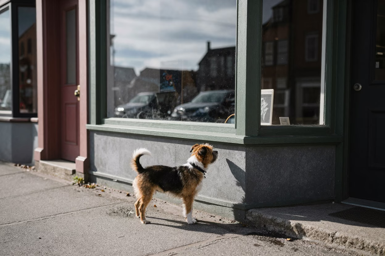 Street Scene at The Flat Glare Of Noon Light in Halifax in in Halifax, Nova Scotia, Canada