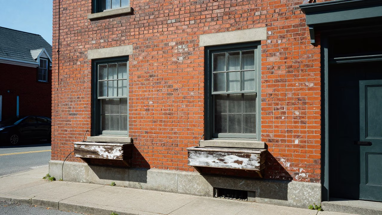 Street Scene at The Flat Glare Of Noon Light in Halifax in in Halifax, Nova Scotia, Canada