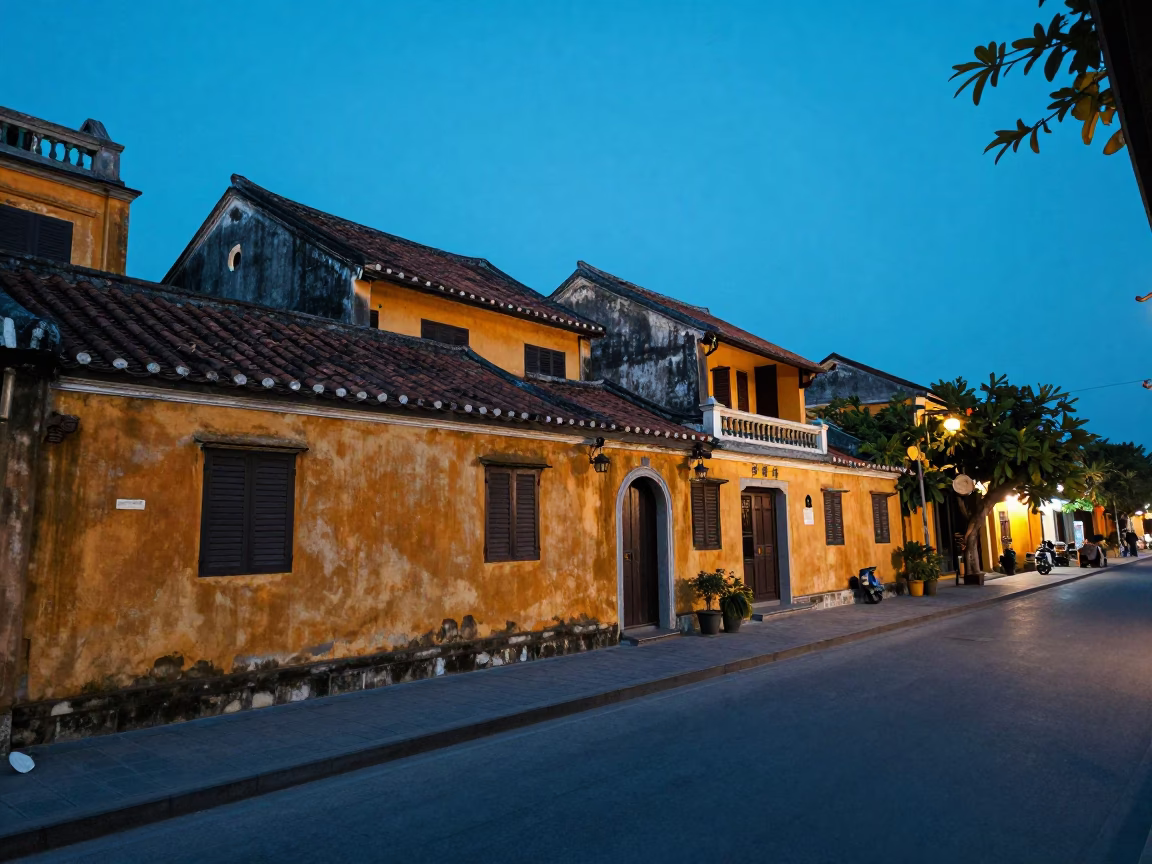 Street Scene at The Last Blue Light Of Evening in Hoi An in in Hoi An, Vietnam