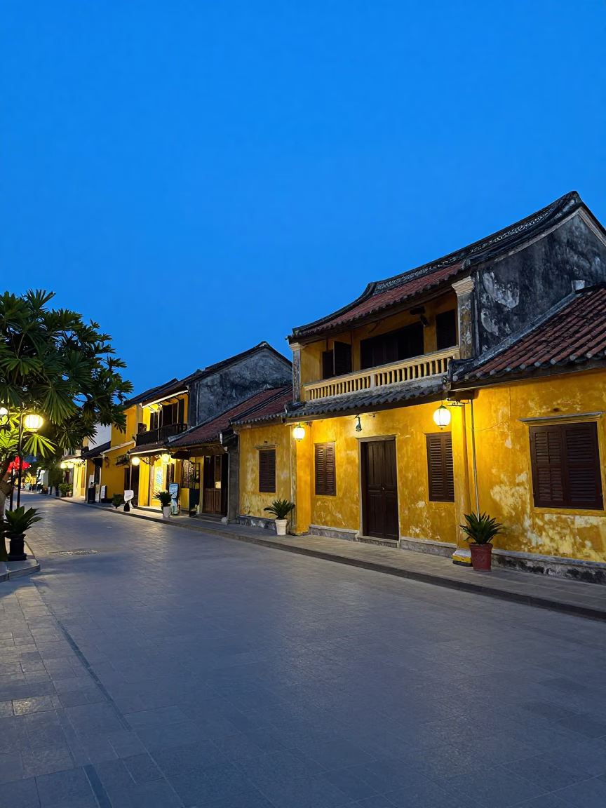 Street Scene at The Last Blue Light Of Evening in Hoi An in in Hoi An, Vietnam