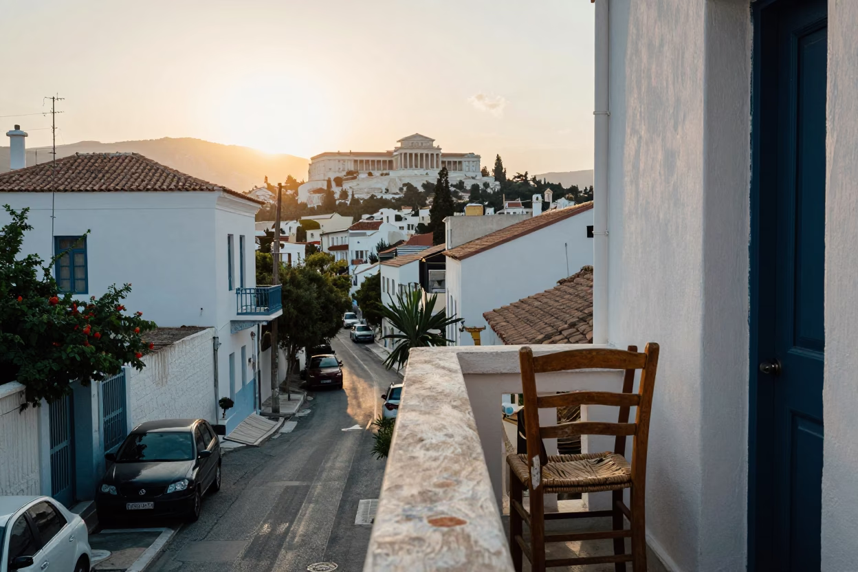 Street Scene at The Late Afternoon Light in Athens in in Athens, Greece