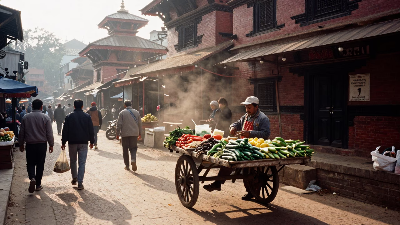 Street Scene at The Late Afternoon Light in Kathmandu in in Kathmandu, Nepal