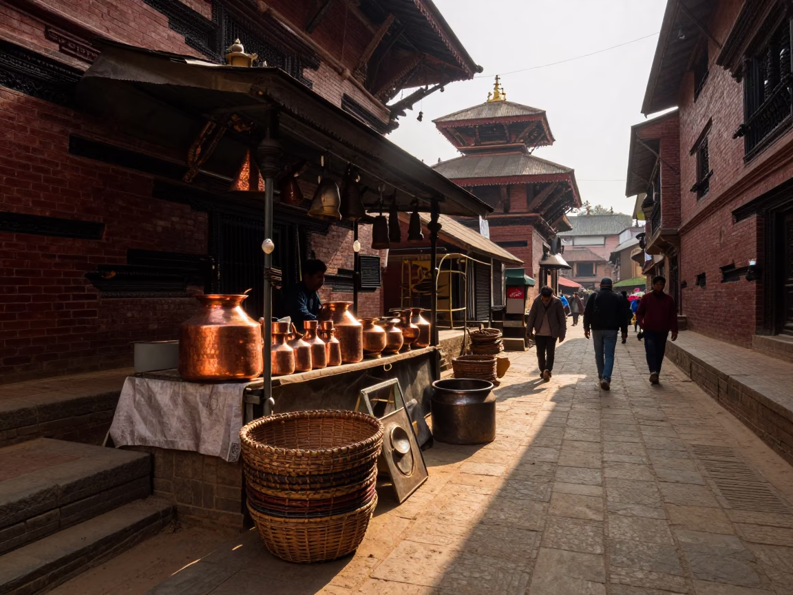 Street Scene at The Late Afternoon Light in Kathmandu in in Kathmandu, Nepal