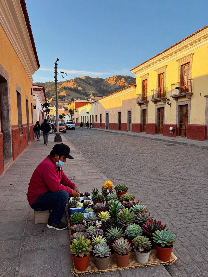 Street Scene at The Late Afternoon Light in La Paz in in La Paz, Bolivia