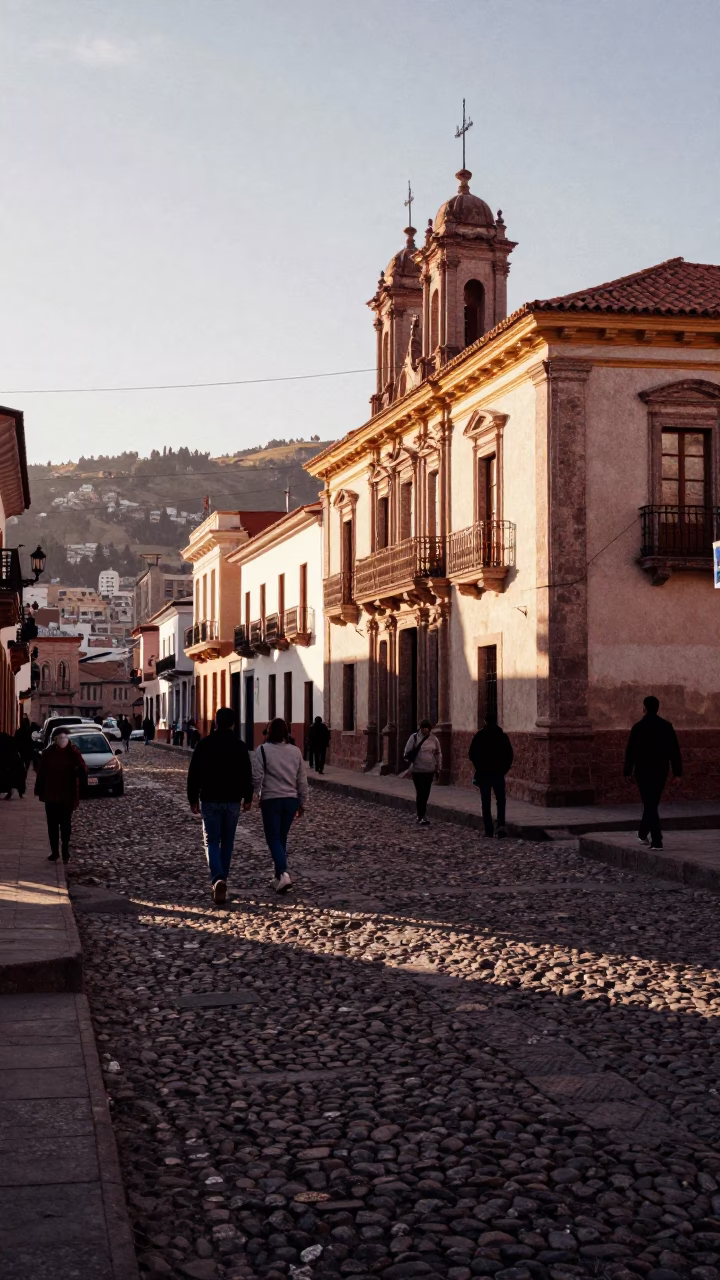Street Scene at The Late Afternoon Light in La Paz in in La Paz, Bolivia