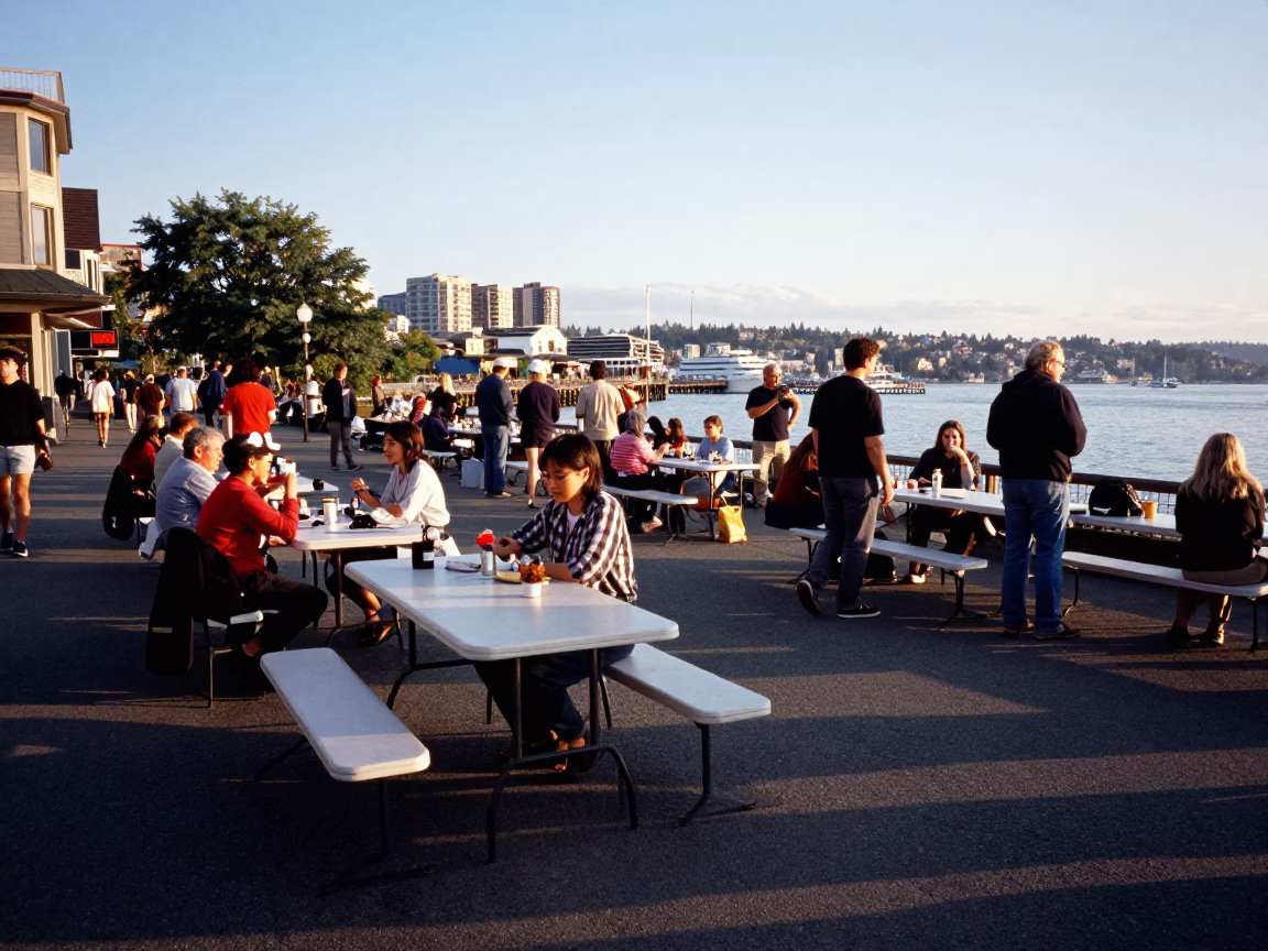 Street Scene at The Late Afternoon Light in Seattle in in Seattle, Washington, United States